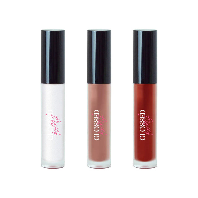 The Day to Night Trio by Glossed by MJ - Vanilla, Latte and Cherry high-shine lip glosses