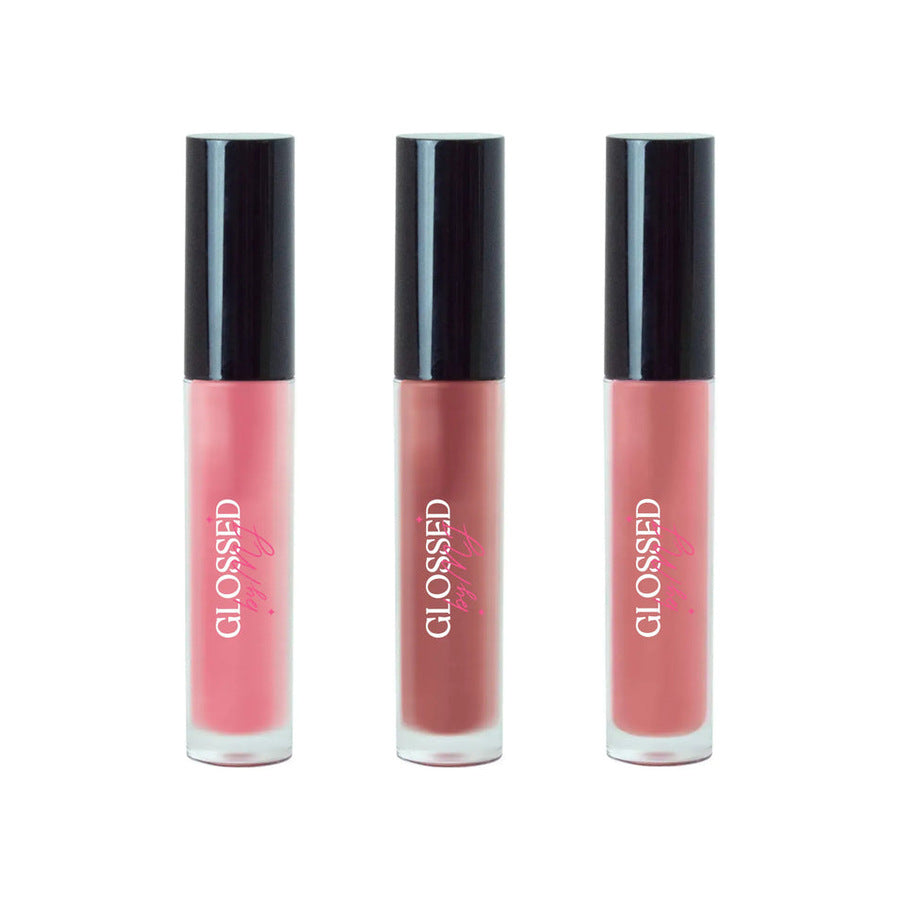 The Warm Trio by Glossed by MJ - Rosey, Mauve and Mocha high-shine lip glosses