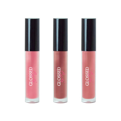 The Warm Trio by Glossed by MJ - Rosey, Mauve and Mocha high-shine lip glosses
