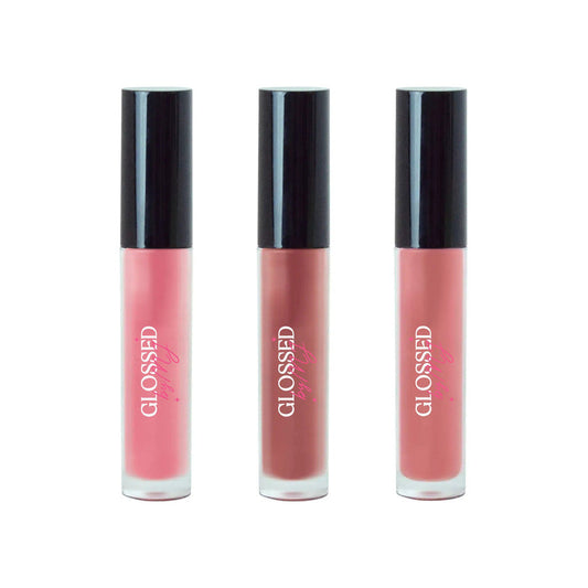 The Warm Trio by Glossed by MJ - Rosey, Mauve and Mocha high-shine lip glosses