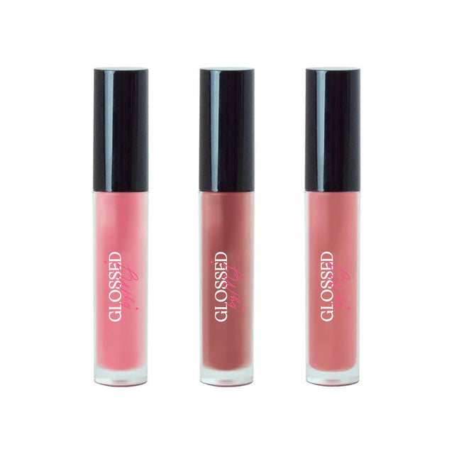 The Warm Trio by Glossed by MJ - Rosey, Mauve and Mocha high-shine lip glosses